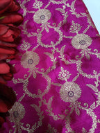 Pink Handloom Banarasi Pure Katan Silk Fabric ( 2.5 Mtr ) - Luxurion World