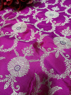 Pink Handloom Banarasi Pure Katan Silk Fabric ( 2.5 Mtr ) - Luxurion World