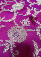 Pink Handloom Banarasi Pure Katan Silk Fabric ( 2.5 Mtr ) - Luxurion World