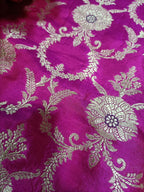 Pink Handloom Banarasi Pure Katan Silk Fabric ( 2.5 Mtr ) - Luxurion World