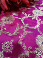 Pink Handloom Banarasi Pure Katan Silk Fabric ( 2.5 Mtr ) - Luxurion World