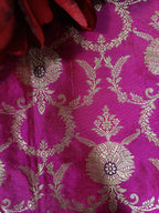 Pink Handloom Banarasi Pure Katan Silk Fabric ( 2.5 Mtr ) - Luxurion World