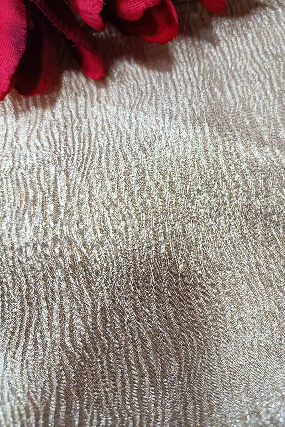 Golden Handloom Banarasi Tissue Silk Crushed Fabric ( 1 Mtr ) - Luxurion World