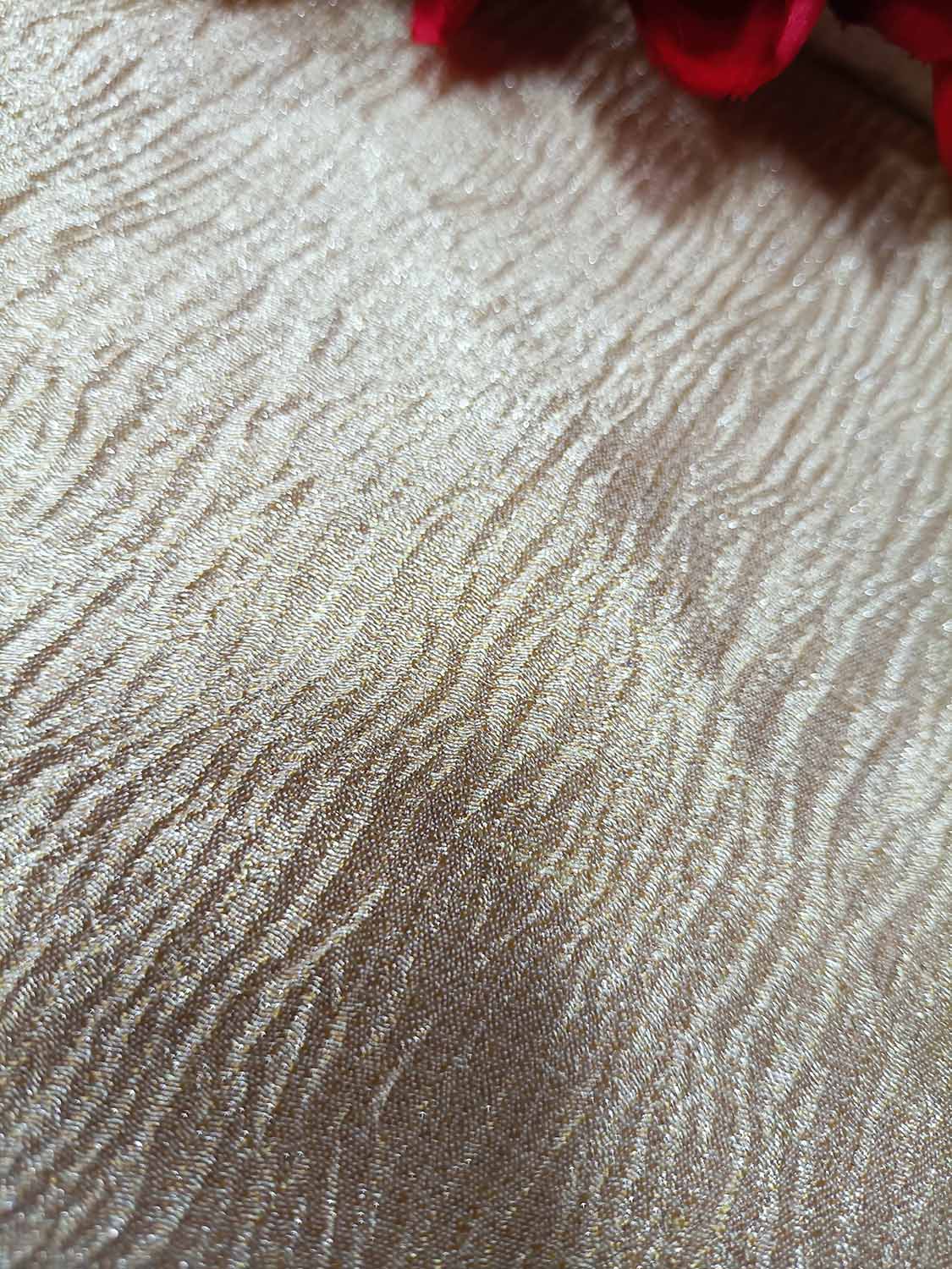 Golden Handloom Banarasi Tissue Silk Crushed Fabric ( 1 Mtr ) - Luxurion World