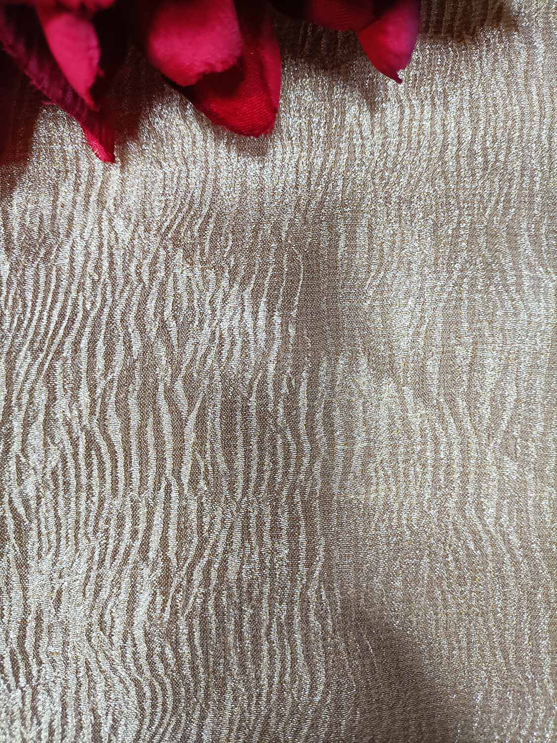 Golden Handloom Banarasi Tissue Silk Crushed Fabric ( 1 Mtr ) - Luxurion World