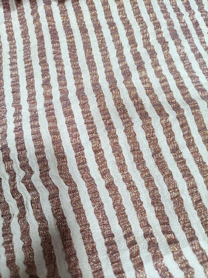 Dyeable Handloom Banarasi Pure Moonga Silk Stripe Design Fabric ( 2.5 Mtr ) - Luxurion World