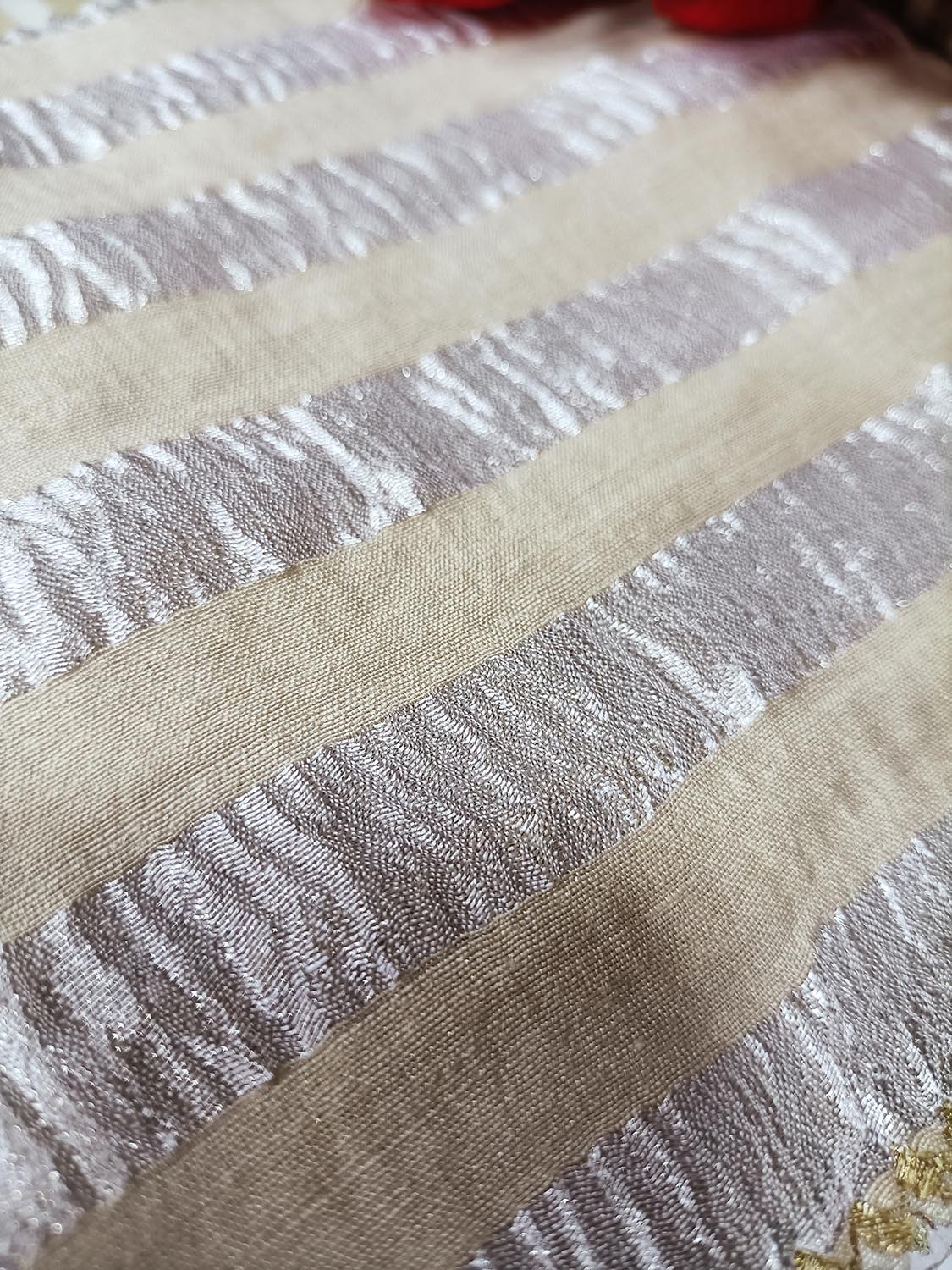 Dyeable Handloom Banarasi Pure Moonga Silk Stripe Design Fabric ( 2.5 Mtr ) - Luxurion World