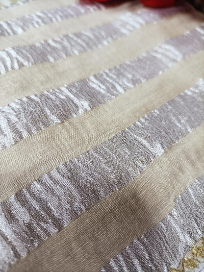 Dyeable Handloom Banarasi Pure Moonga Silk Stripe Design Fabric ( 2.5 Mtr ) - Luxurion World