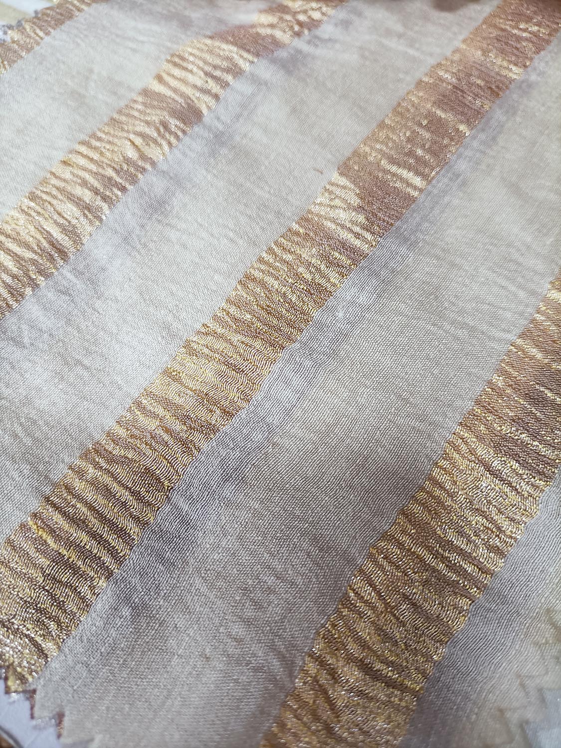 Dyeable Handloom Banarasi Pure Moonga Silk Stripe Design Fabric ( 2.5 Mtr ) - Luxurion World