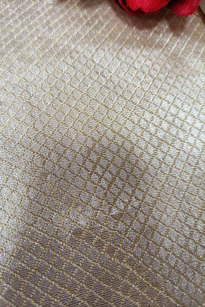 Dyeable Handloom Banarasi Pure Moonga Tissue Silk Fabric ( 2.5 Mtr ) - Luxurion World