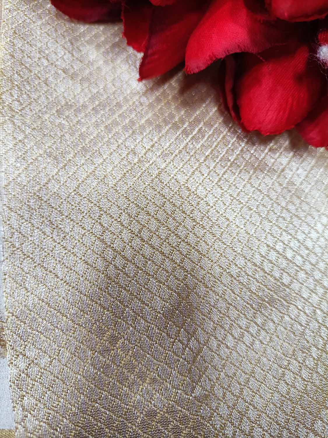 Dyeable Handloom Banarasi Pure Moonga Tissue Silk Fabric ( 2.5 Mtr ) - Luxurion World