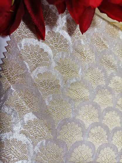 Dyeable Handloom Banarasi Pure Tissue Silk Fabric ( 2.5 Mtr ) - Luxurion World