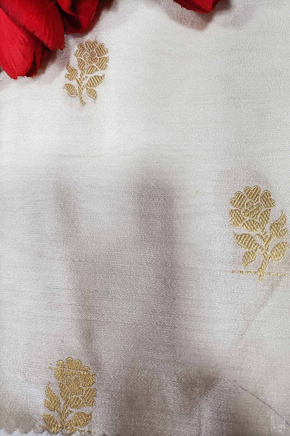 Dyeable Handloom Banarasi Pure Chiniya Silk Booti Design Fabric ( 2.5 Mtr ) - Luxurion World