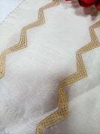 Dyeable Handloom Banarasi Pure Chiniya Silk Zig Zag Design Fabric ( 2.5 Mtr ) - Luxurion World