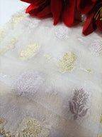 Dyeable Handloom Banarasi Pure Georgette Sona Roopa Fabric ( 2.5 Mtr ) - Luxurion World
