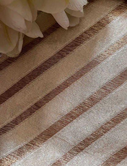 Exquisite Golden Banarasi Tissue Brocade Silk Fabric ( 2.5 Mtr ) - Luxurion World