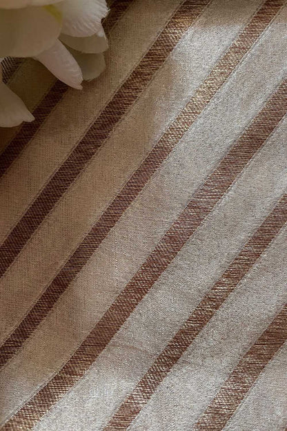 Exquisite Golden Banarasi Tissue Brocade Silk Fabric ( 2.5 Mtr ) - Luxurion World