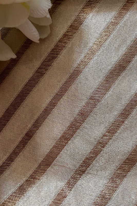 Exquisite Golden Banarasi Tissue Brocade Silk Fabric ( 2.5 Mtr ) - Luxurion World