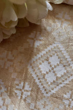 Exquisite Golden Banarasi Tissue Brocade Silk Fabric ( 2.5 Mtr ) - Luxurion World