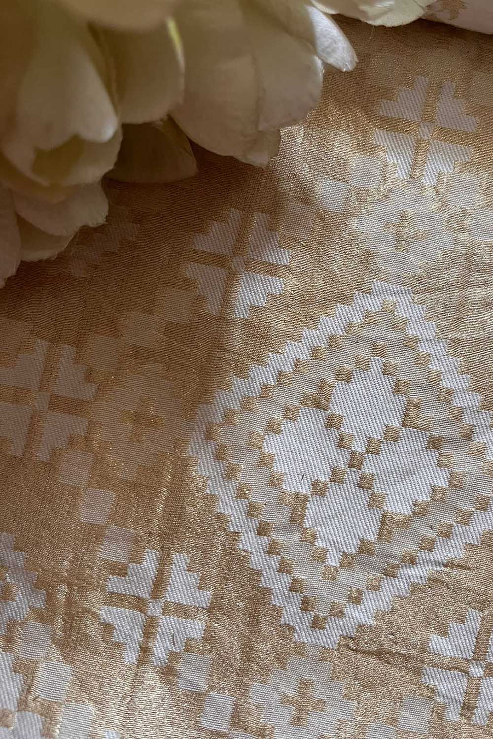 Exquisite Golden Banarasi Tissue Brocade Silk Fabric ( 2.5 Mtr ) - Luxurion World