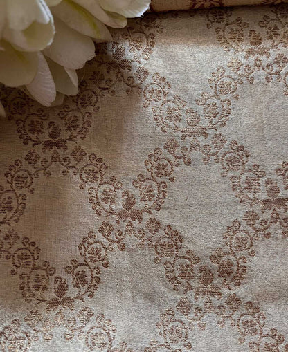 Exquisite Golden Banarasi Tissue Brocade Silk Fabric ( 2.5 Mtr ) - Luxurion World