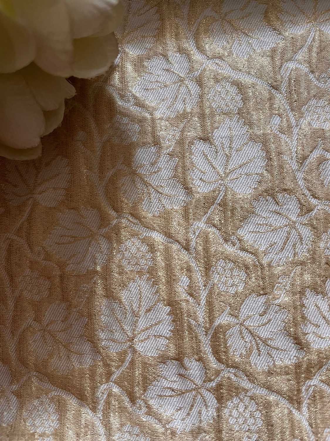 Exquisite Golden Banarasi Tissue Brocade Silk Fabric ( 2.5 Mtr ) - Luxurion World