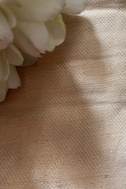 Exquisite Golden Banarasi Handloom Brocade Georgette Fabric  ( 2.5 Mtr )
