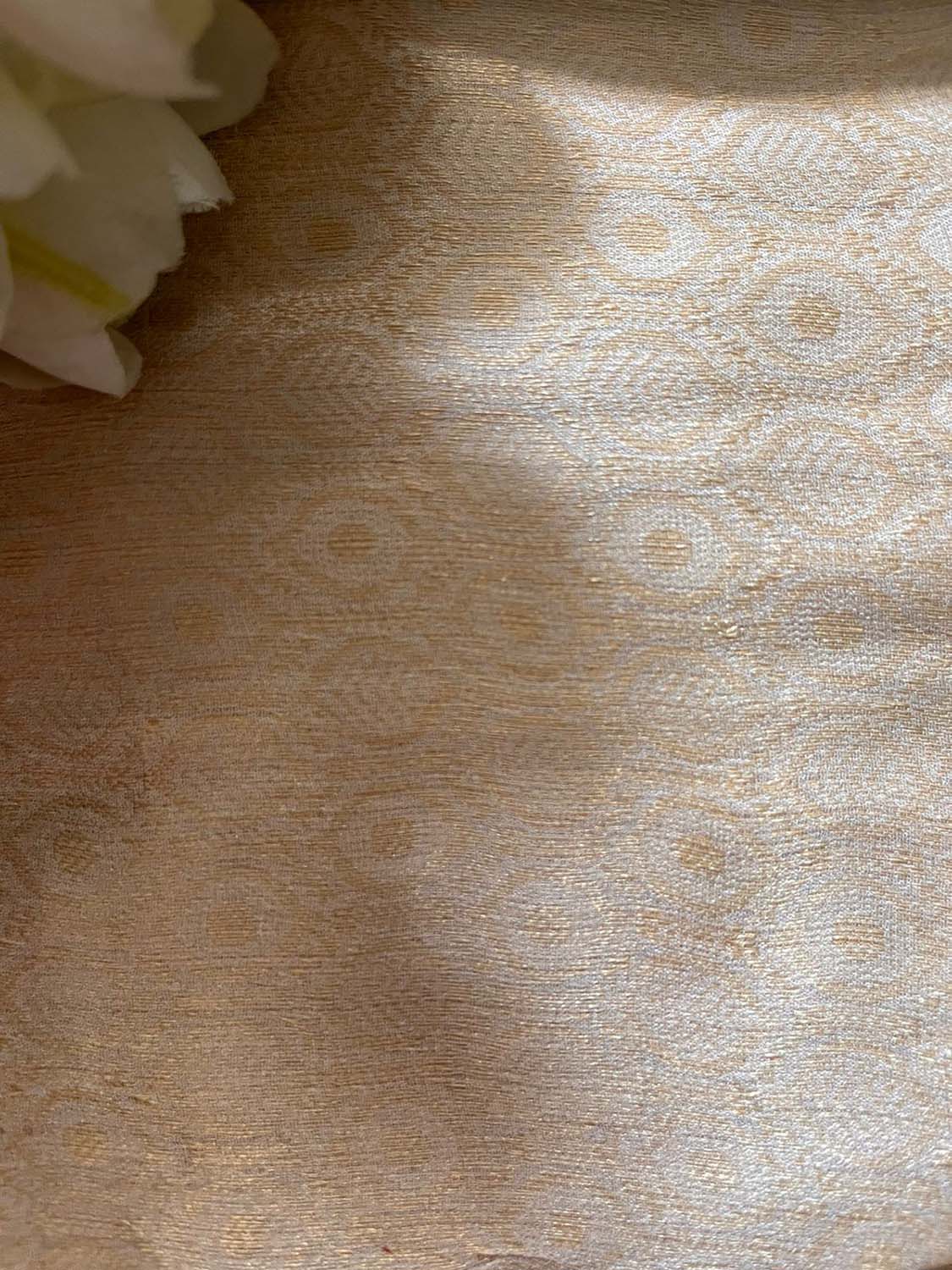 Golden Banarasi Handloom Brocade Georgette Fabric ( 2.5 Mtr ) - Luxurion World