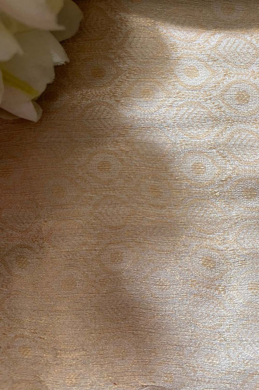 Golden Banarasi Handloom Brocade Georgette Fabric ( 2.5 Mtr ) - Luxurion World