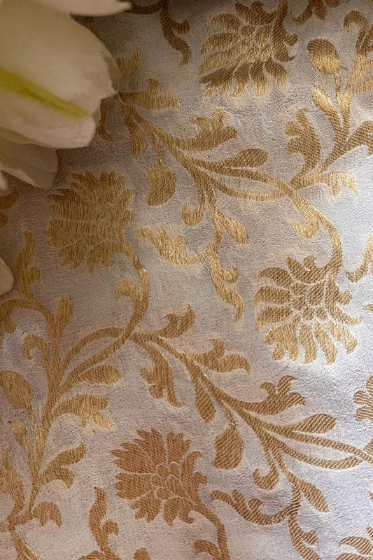Vibrant Dyeable Banarasi Georgette Fabric ( 2.5 Mtr )