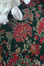 Green Banarasi Silk Fabric: Handloom Kimkhwab Design ( 2.5 Mtr ) - Luxurion World