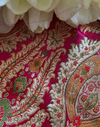 Exquisite Pink Banarasi Silk Fabric - Handloom Kimkhwab ( 2.5 Mtr ) - Luxurion World