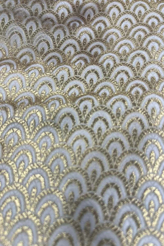 Elegant White Banarasi Brocade Satin Silk Fabric ( 2.5 Mtr ) - Luxurion World