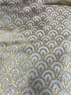 Elegant White Banarasi Brocade Satin Silk Fabric ( 2.5 Mtr ) - Luxurion World