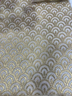 Elegant White Banarasi Brocade Satin Silk Fabric ( 2.5 Mtr ) - Luxurion World