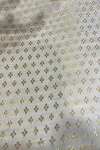 Elegant White Banarasi Brocade Satin Silk Fabric ( 2.5 Mtr ) - Luxurion World