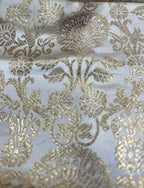 Elegant White Banarasi Brocade Satin Silk Fabric ( 2.5 Mtr ) - Luxurion World