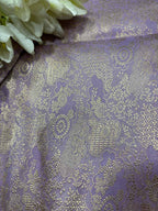 Exquisite Purple Banarasi Pure Katan Silk Brocade Fabric ( 2.5 Mtr ) - Luxurion World