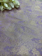 Exquisite Purple Banarasi Pure Katan Silk Brocade Fabric ( 2.5 Mtr ) - Luxurion World