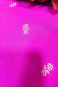 Pink Handloom Banarasi Silk Flower Design Fabric ( 2.5 Mtr ) - Luxurion World
