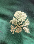 Green Handloom Banarasi Silk Flower Design Fabric ( 2.5 Mtr ) - Luxurion World
