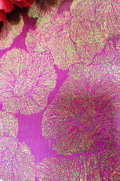 Pink Handloom Banarasi Silk Fabric ( 2.5 Mtr ) - Luxurion World