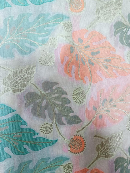 Multicolor Handloom Banarasi Silk Flower Design Meenakari Fabric ( 2.5 Mtr ) - Luxurion World