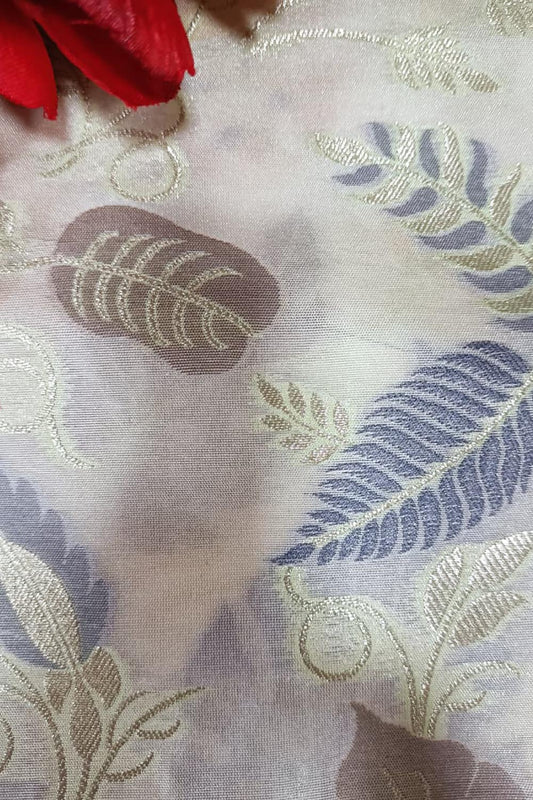 Multicolor Handloom Banarasi Silk Flower Design Meenakari Fabric ( 2.5 Mtr ) - Luxurion World