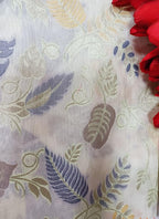 Multicolor Handloom Banarasi Silk Flower Design Meenakari Fabric ( 2.5 Mtr ) - Luxurion World