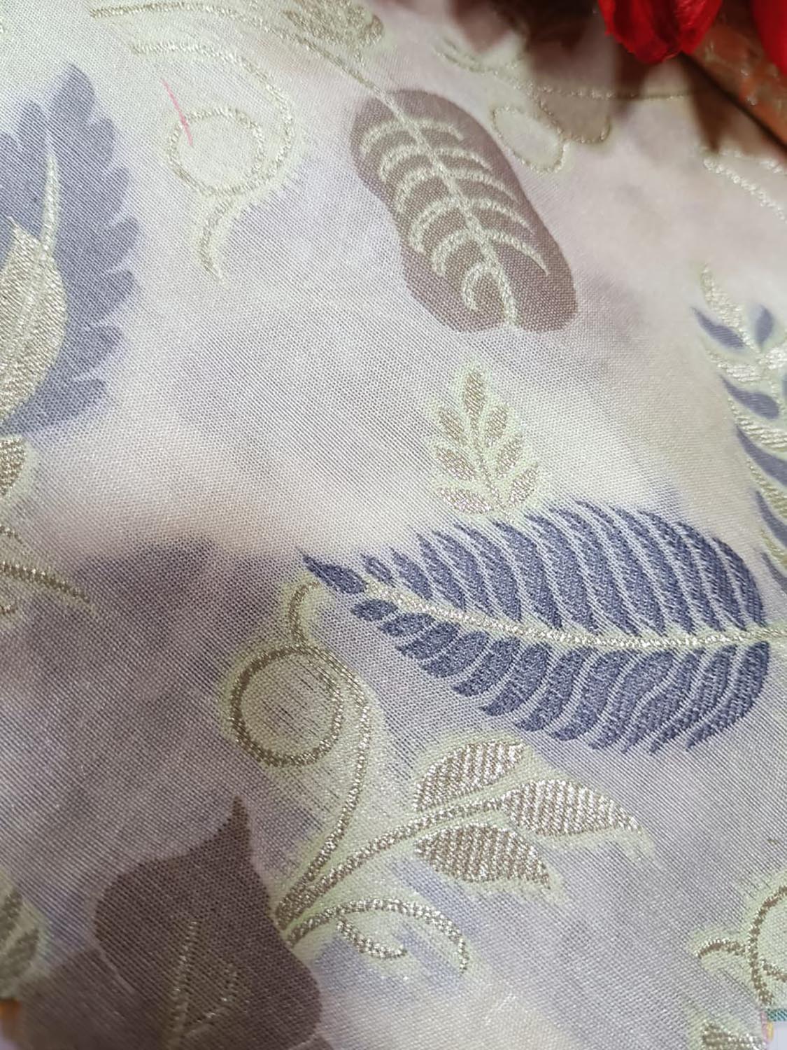 Multicolor Handloom Banarasi Silk Flower Design Meenakari Fabric ( 2.5 Mtr ) - Luxurion World