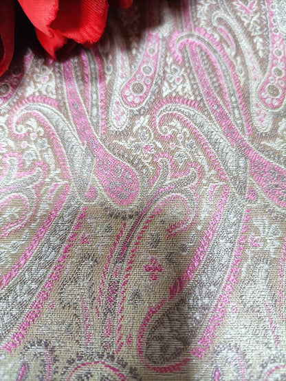 Pink Handloom Banarasi Tanchui Silk Fabric ( 2.5 Mtr ) - Luxurion World