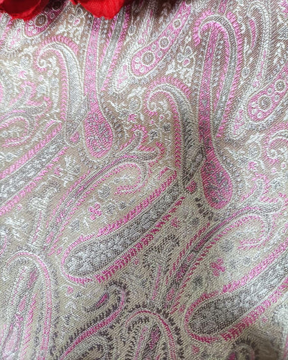 Pink Handloom Banarasi Tanchui Silk Fabric ( 2.5 Mtr ) - Luxurion World