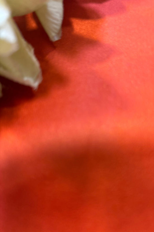 Orange Handloom Banarasi Plain Satin Silk Fabric ( 2.5 Mtr ) - Luxurion World