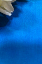 Blue Handloom Banarasi Plain Satin Silk Fabric ( 2.5 Mtr ) - Luxurion World